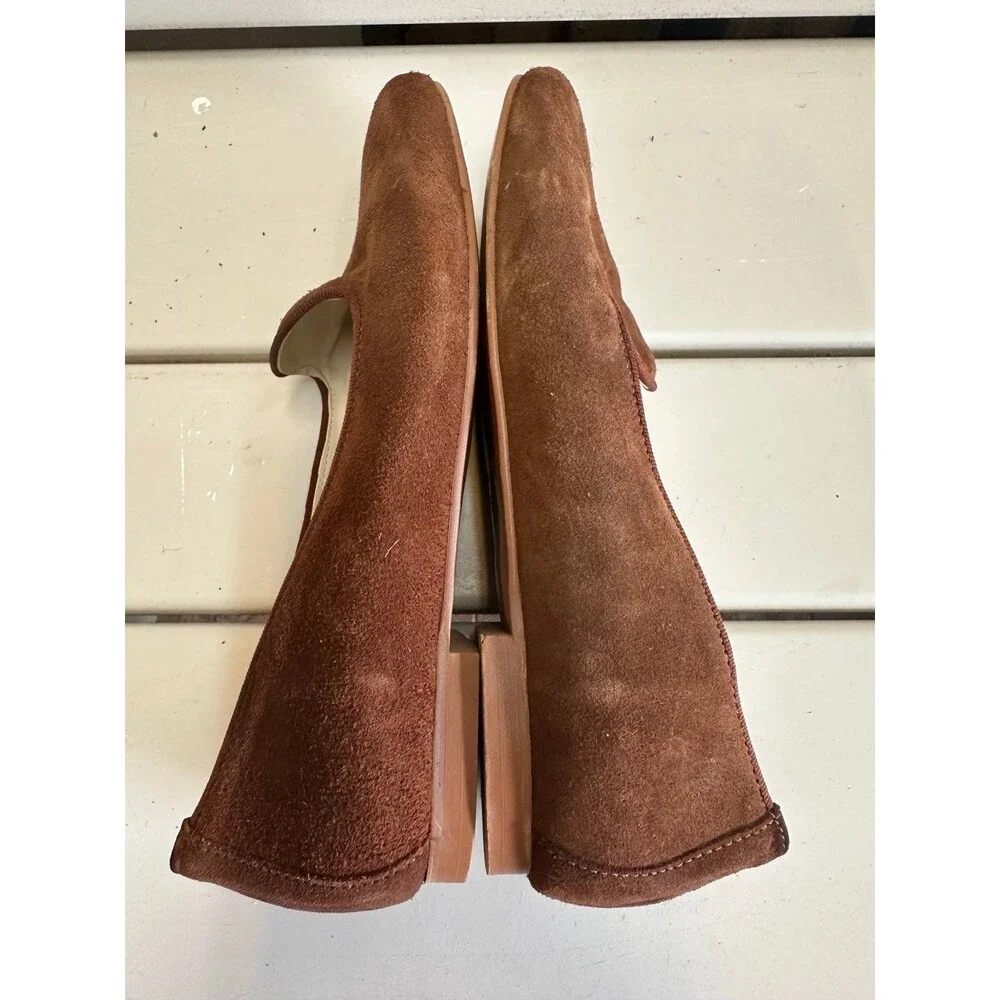 Helene Rouge Paris Quality Leather Suede Round Toe Slip On Ballet Flats 5.5